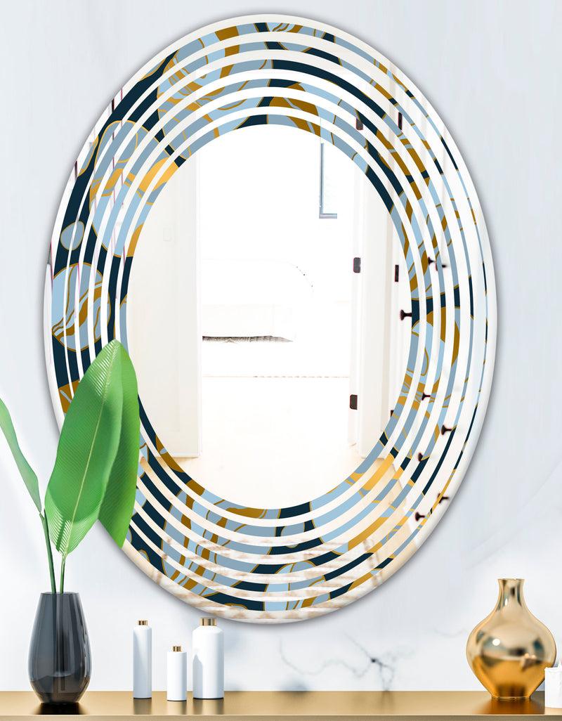 DesignQ Golden Marble Design IV - Modern Round Or Oval Wall Mirror - Wave
