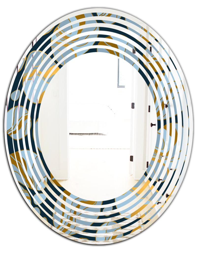 DesignQ Golden Marble Design IV - Modern Round Or Oval Wall Mirror - Wave