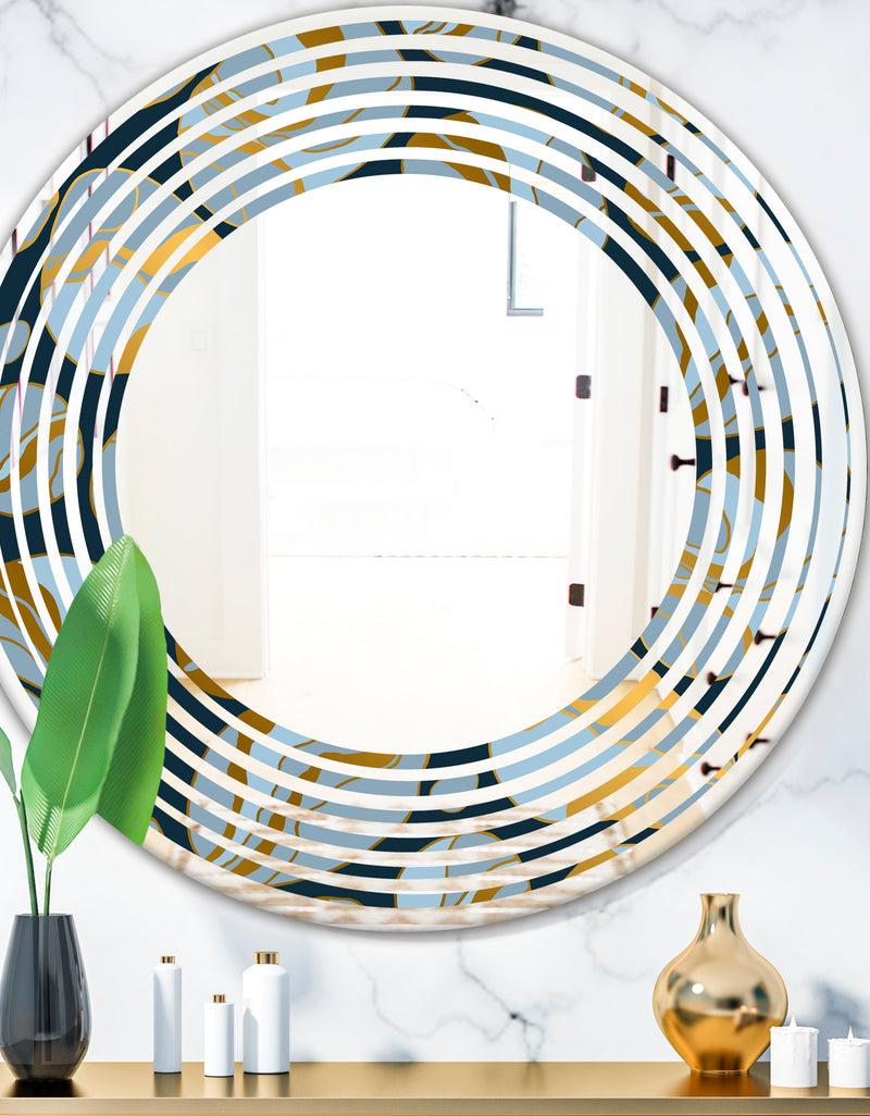 DesignQ Golden Marble Design IV - Modern Round or Oval Wall Mirror - Wave