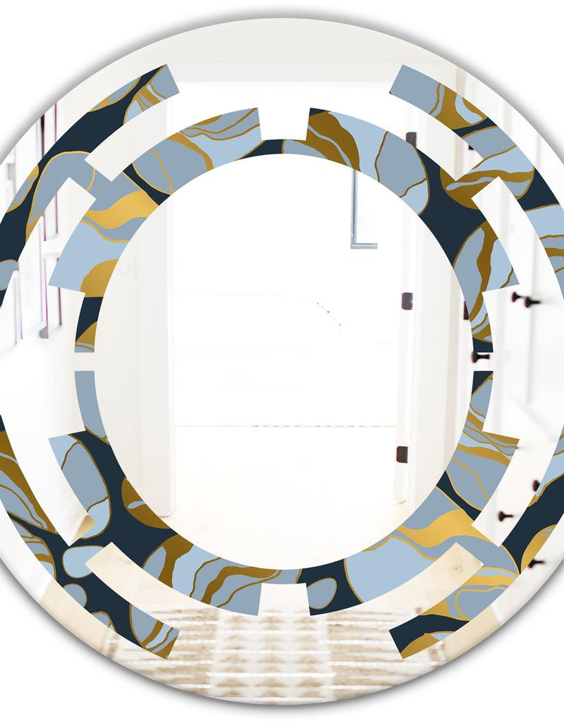 DesignQ Golden Marble Design IV - Modern Round Or Oval Wall Mirror - Space