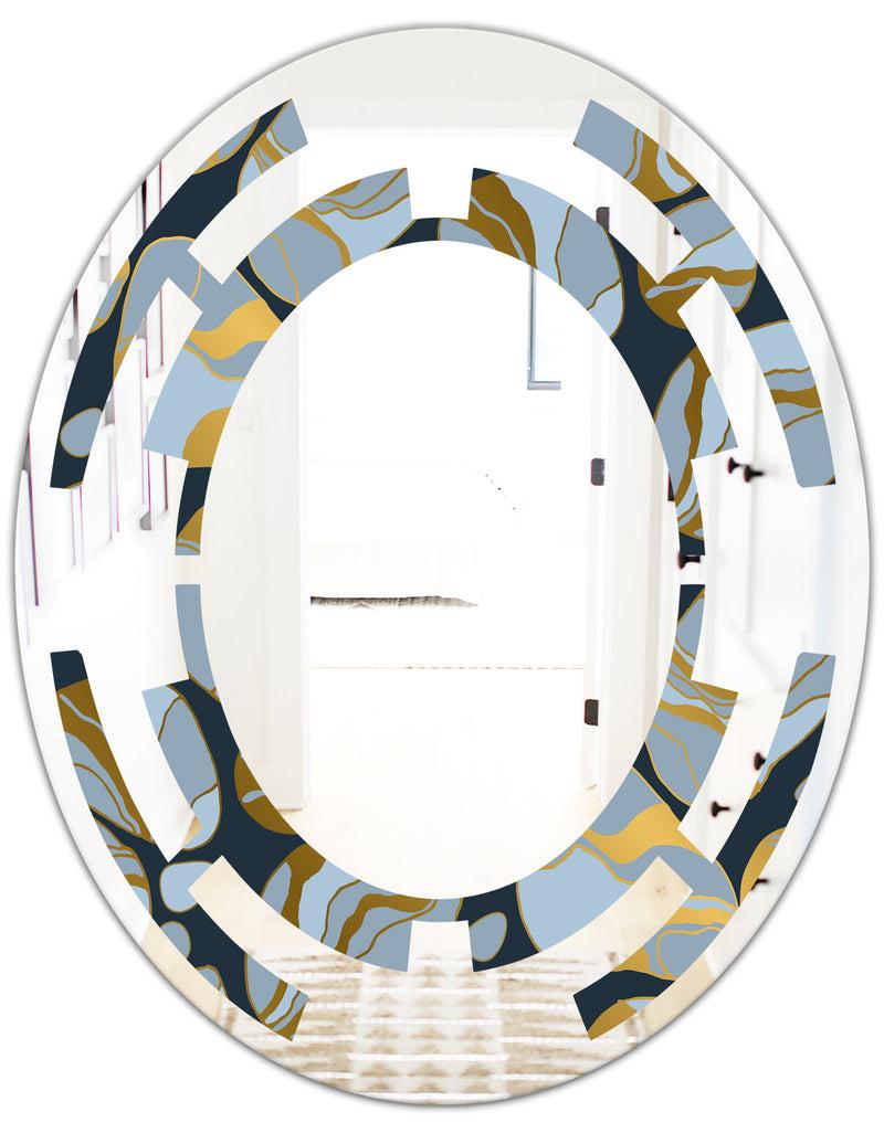 DesignQ Golden Marble Design IV - Modern Round Or Oval Wall Mirror - Space