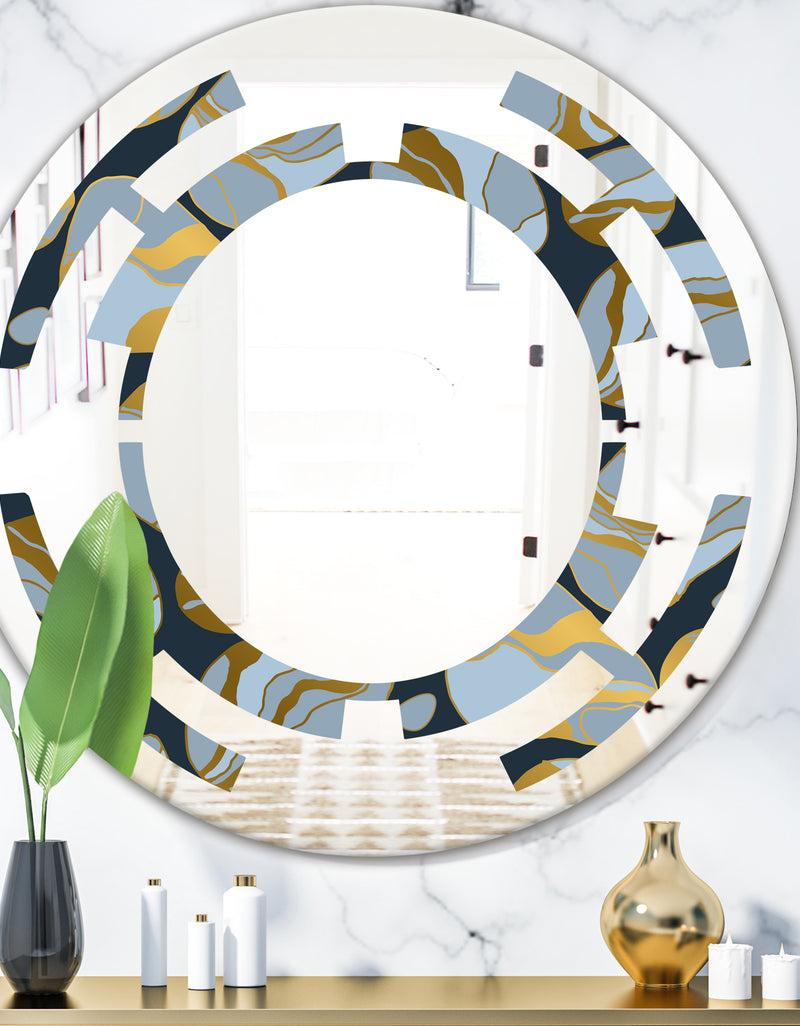 DesignQ Golden Marble Design IV - Modern Round or Oval Wall Mirror - Space