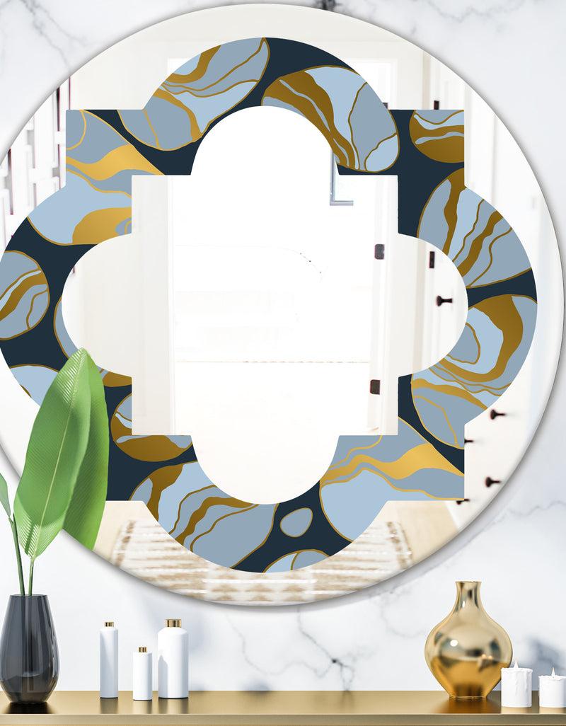 DesignQ Golden Marble Design IV - Modern Round or Oval Wall Mirror - Quatrefoil