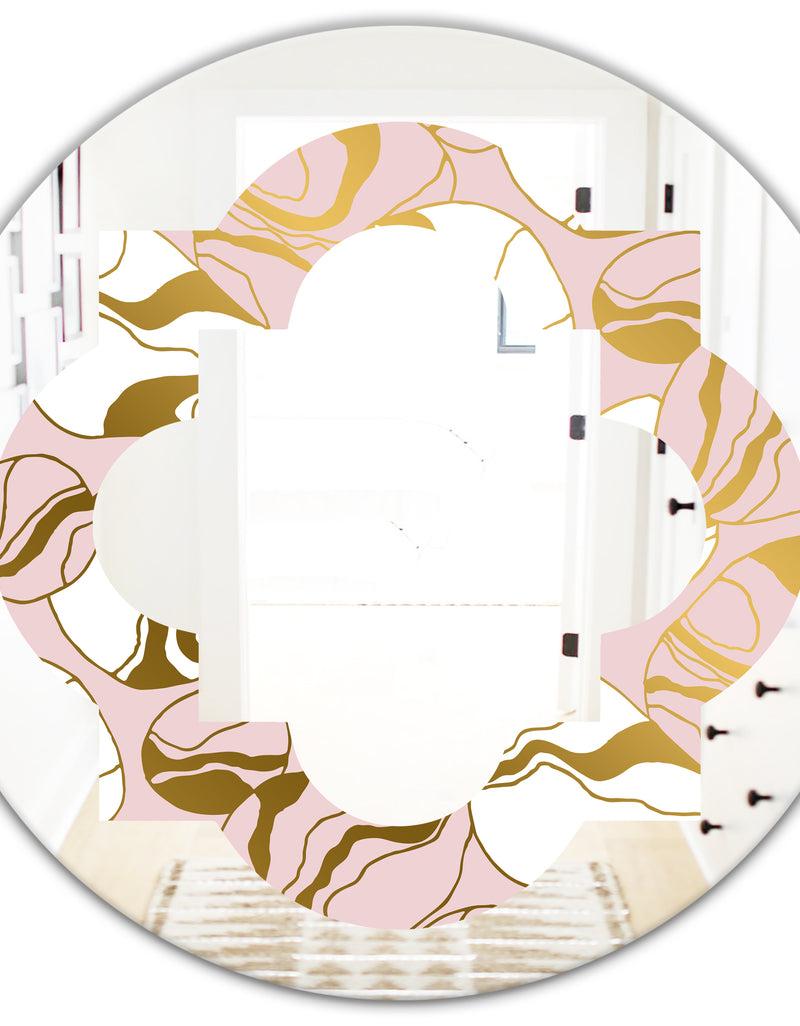 DesignQ Golden Marble II - Modern Round Or Oval Wall Mirror - Quatrefoil