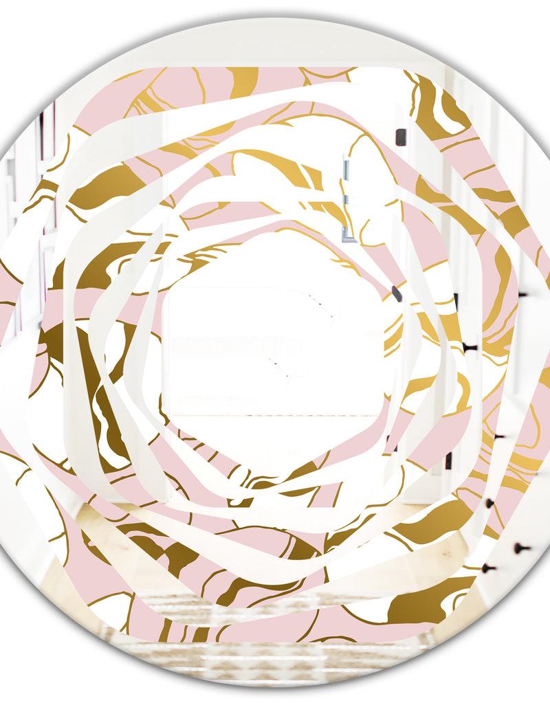 DesignQ Golden Marble II - Modern Round Or Oval Wall Mirror - Whirl