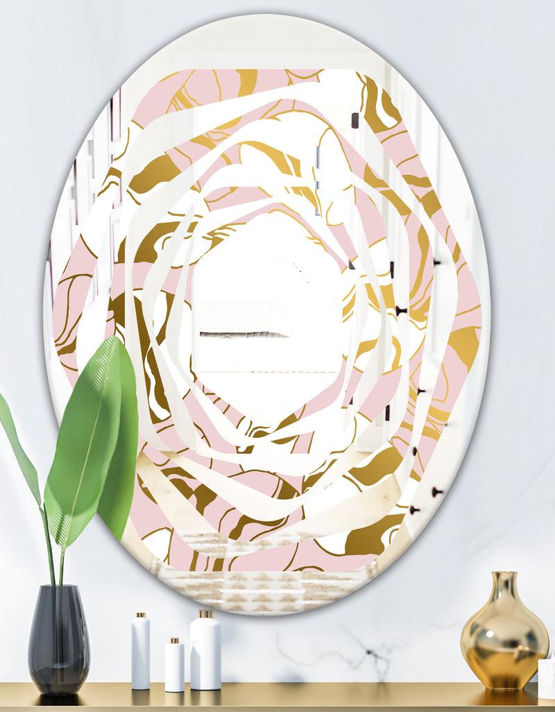 DesignQ Golden Marble II - Modern Round Or Oval Wall Mirror - Whirl