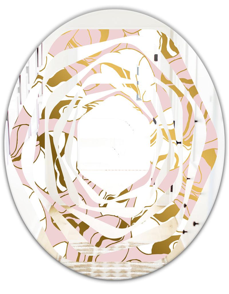 DesignQ Golden Marble II - Modern Round Or Oval Wall Mirror - Whirl