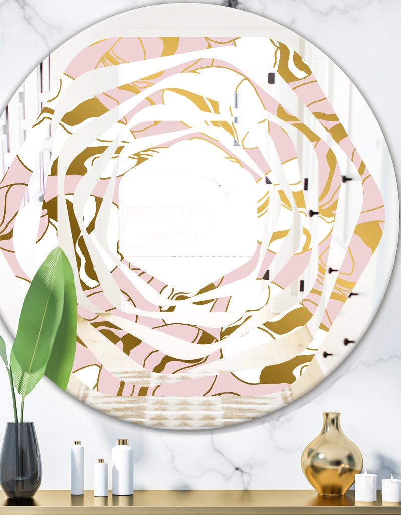 DesignQ Golden Marble II - Modern Round or Oval Wall Mirror - Whirl