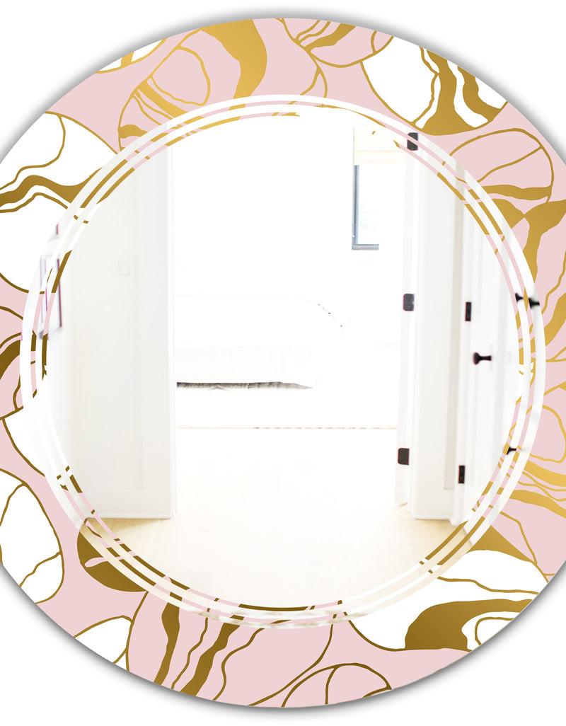 DesignQ Golden Marble II - Modern Round Or Oval Wall Mirror - Triple C
