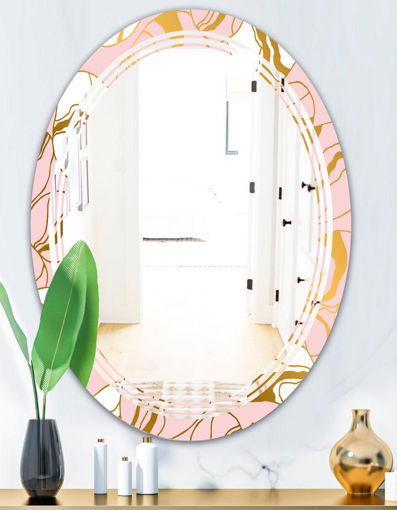 DesignQ Golden Marble II - Modern Round Or Oval Wall Mirror - Triple C