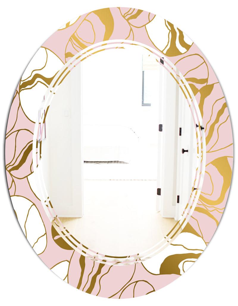 DesignQ Golden Marble II - Modern Round Or Oval Wall Mirror - Triple C