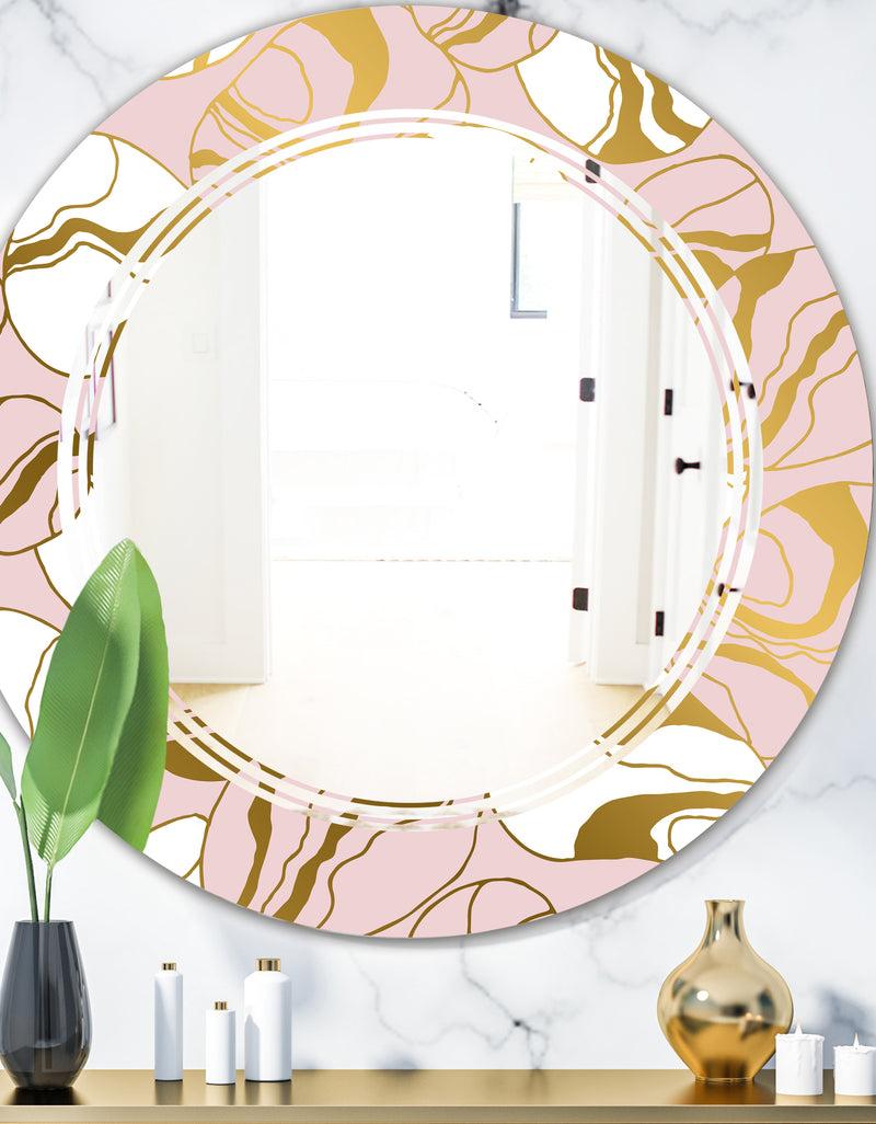 DesignQ Golden Marble II - Modern Round or Oval Wall Mirror - Triple C