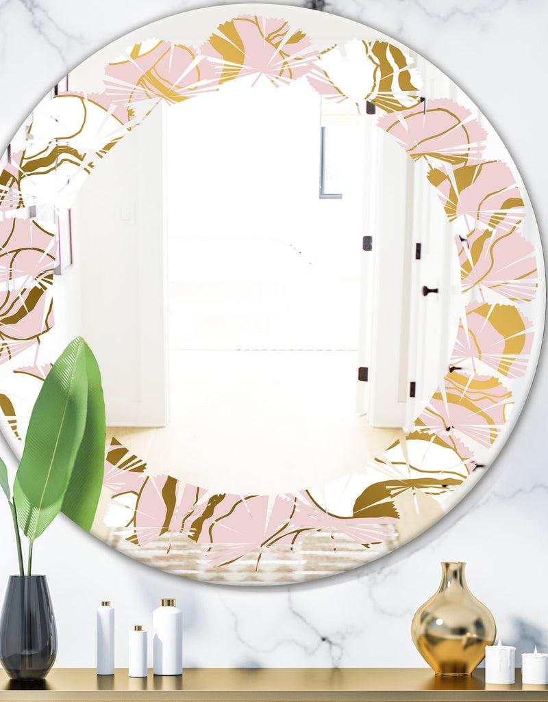 DesignQ Golden Marble II - Modern Round or Oval Wall Mirror - Leaves