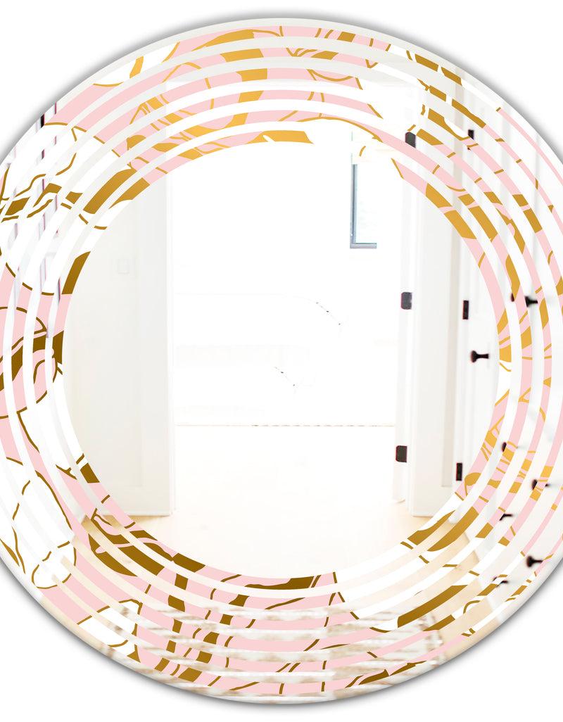 DesignQ Golden Marble II - Modern Round Or Oval Wall Mirror - Wave