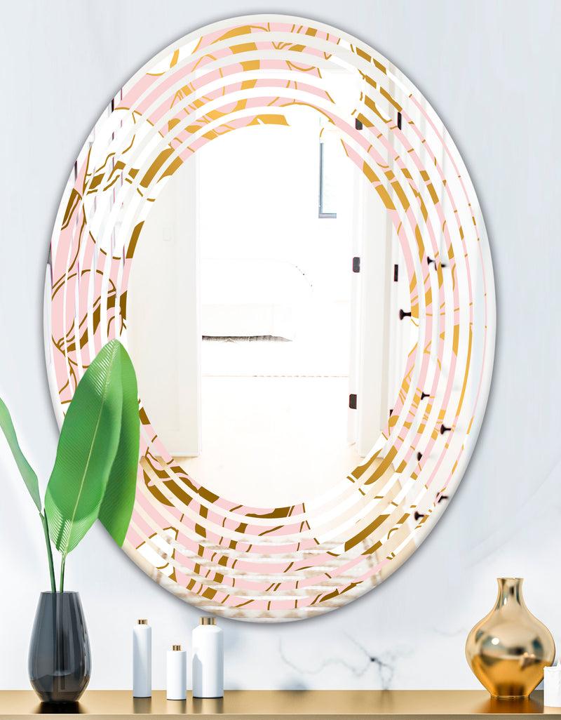 DesignQ Golden Marble II - Modern Round Or Oval Wall Mirror - Wave