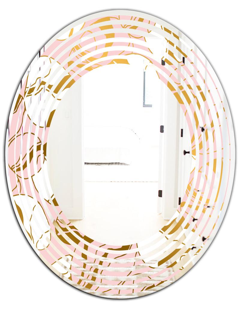 DesignQ Golden Marble II - Modern Round Or Oval Wall Mirror - Wave