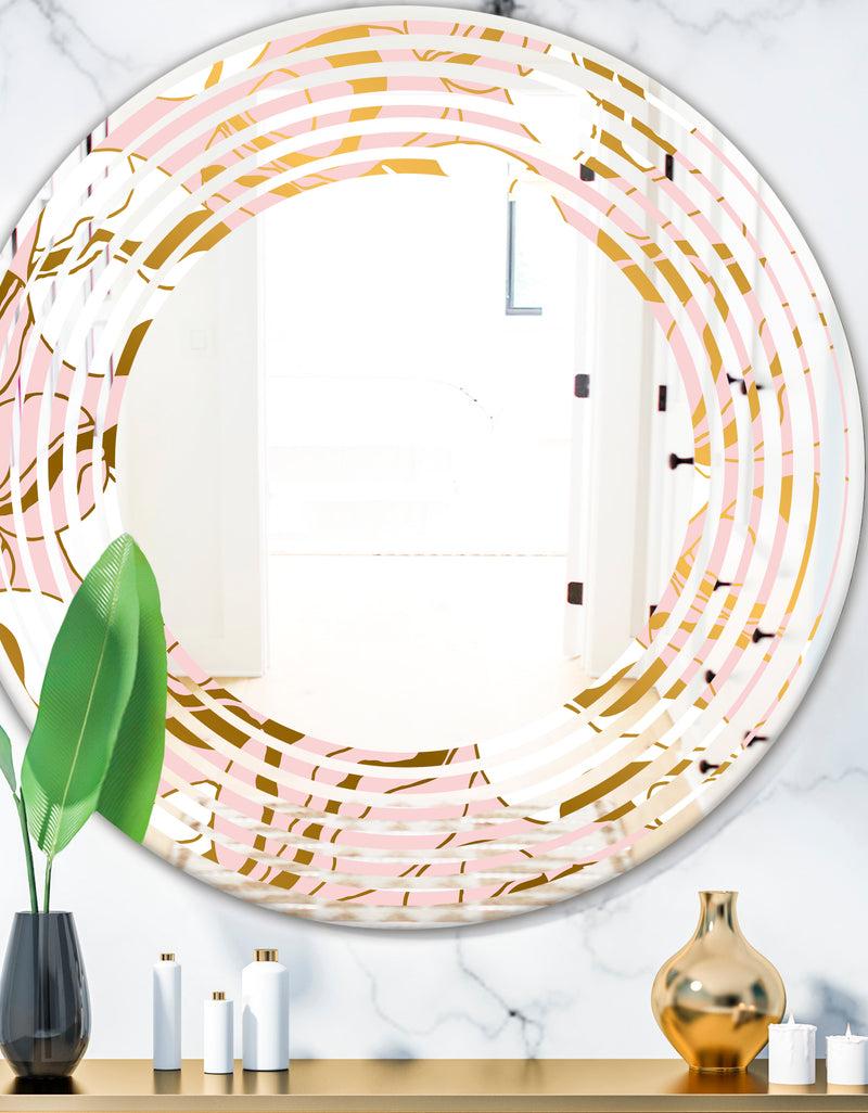 DesignQ Golden Marble II - Modern Round or Oval Wall Mirror - Wave
