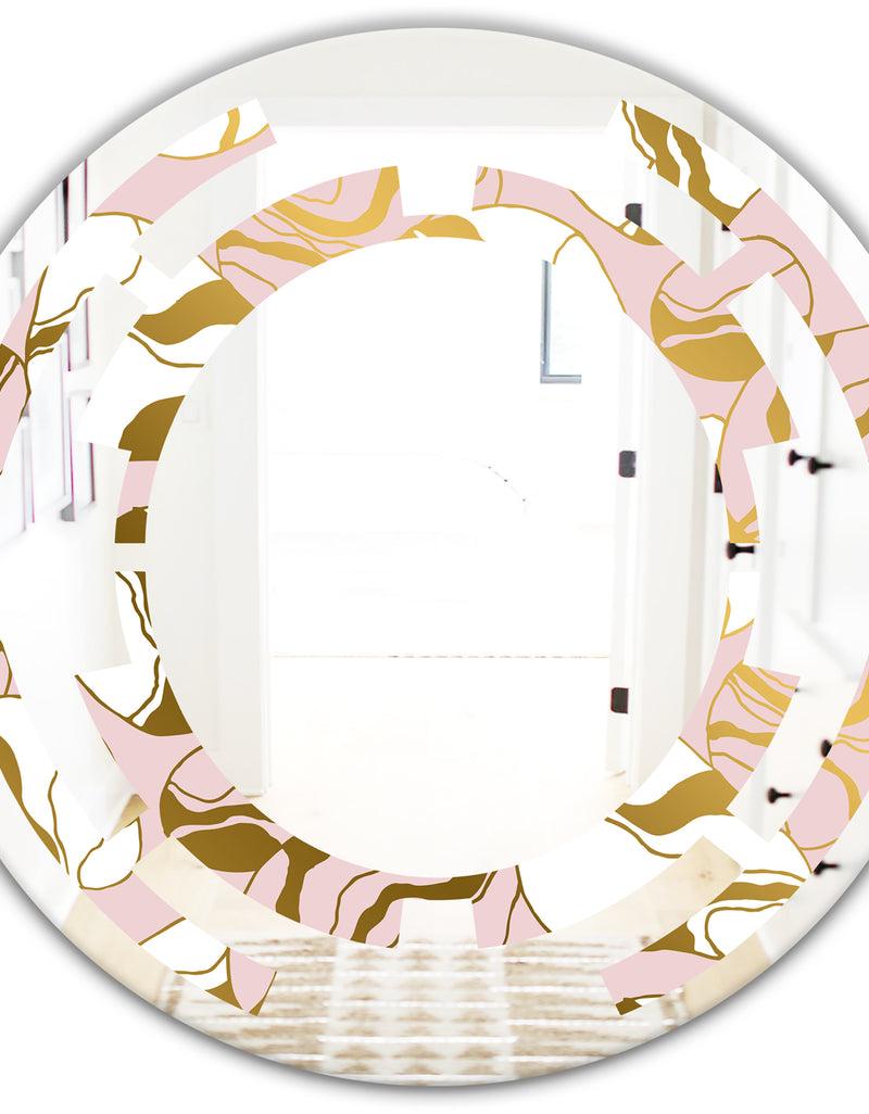 DesignQ Golden Marble II - Modern Round Or Oval Wall Mirror - Space