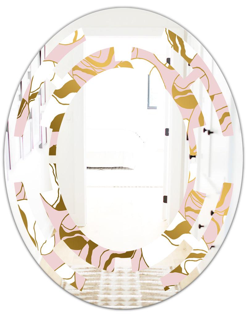 DesignQ Golden Marble II - Modern Round Or Oval Wall Mirror - Space
