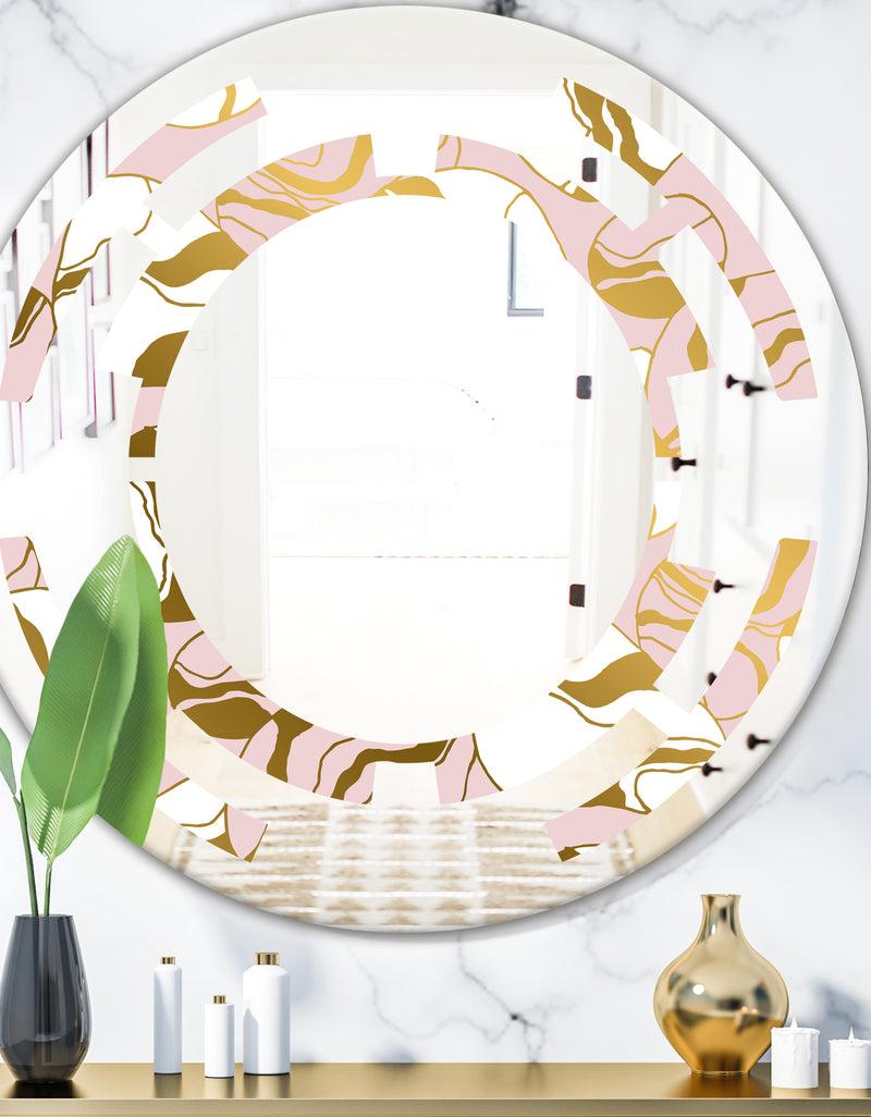 DesignQ Golden Marble II - Modern Round or Oval Wall Mirror - Space