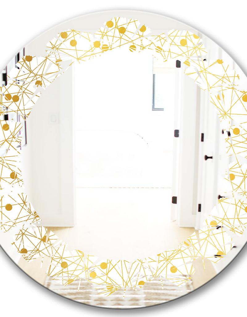 DesignQ Golden Maze II - Modern Round Or Oval Wall Mirror - Leaves