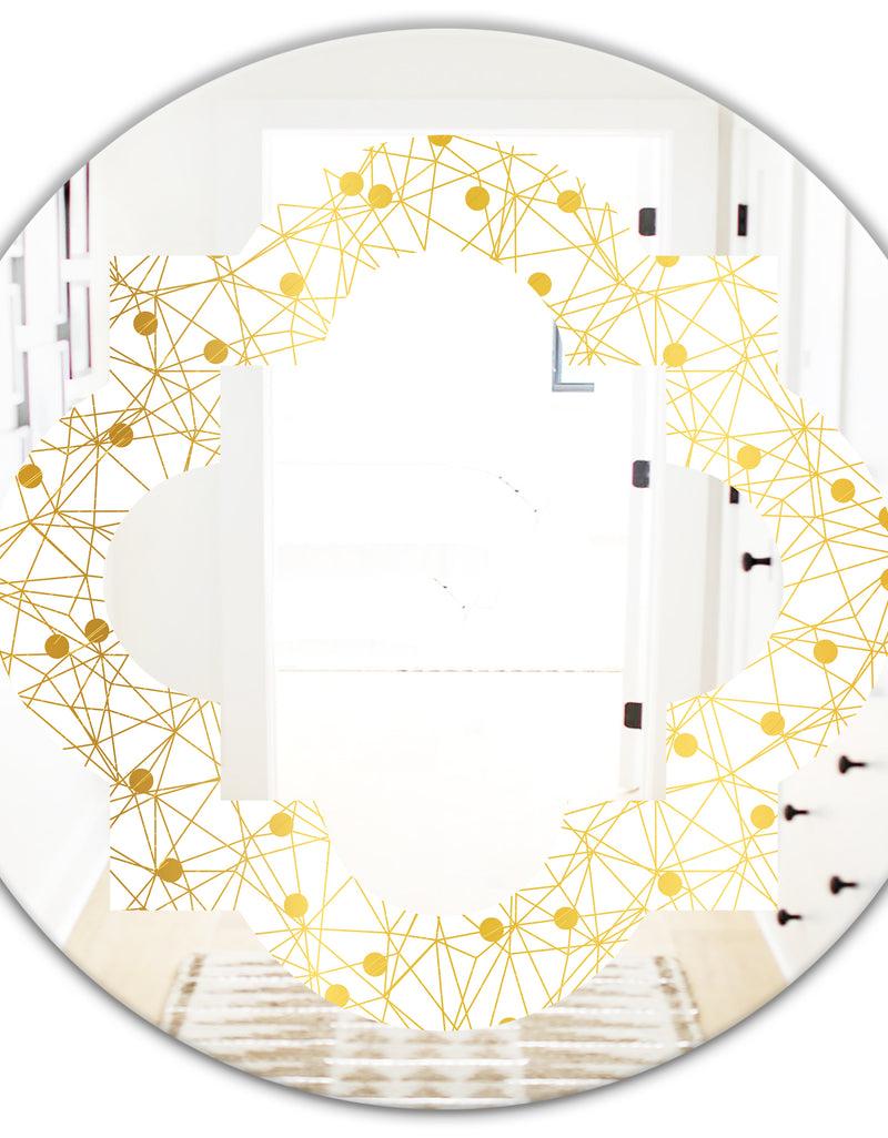 DesignQ Golden Maze II - Modern Round Or Oval Wall Mirror - Quatrefoil