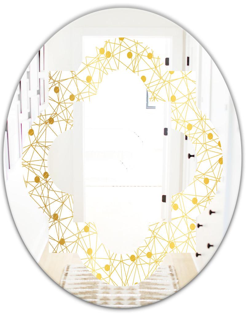 DesignQ Golden Maze II - Modern Round Or Oval Wall Mirror - Quatrefoil