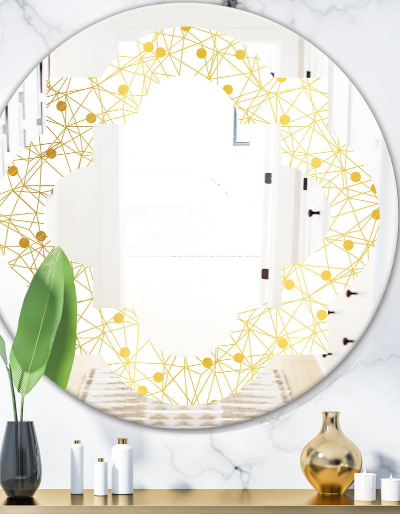 DesignQ Golden Maze II - Modern Round or Oval Wall Mirror - Quatrefoil
