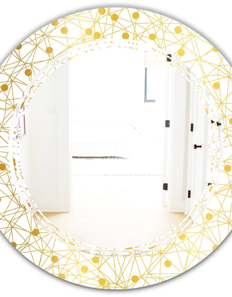 DesignQ Golden Maze II - Modern Round Or Oval Wall Mirror - Triple C