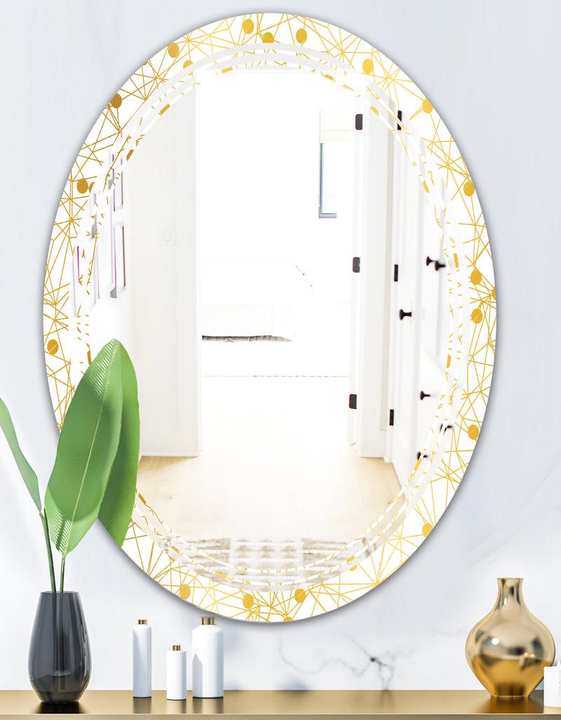 DesignQ Golden Maze II - Modern Round Or Oval Wall Mirror - Triple C