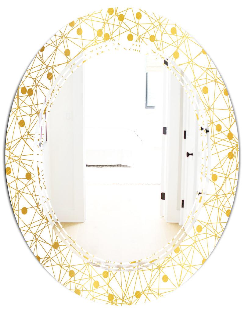 DesignQ Golden Maze II - Modern Round Or Oval Wall Mirror - Triple C