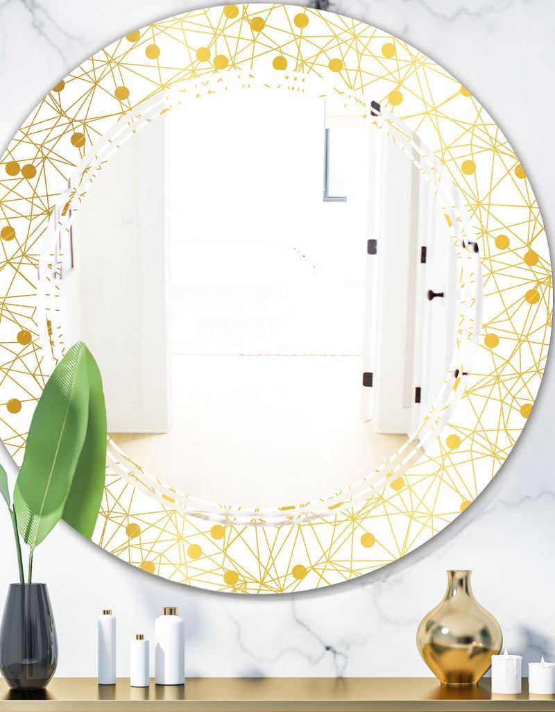 DesignQ Golden Maze II - Modern Round or Oval Wall Mirror - Triple C