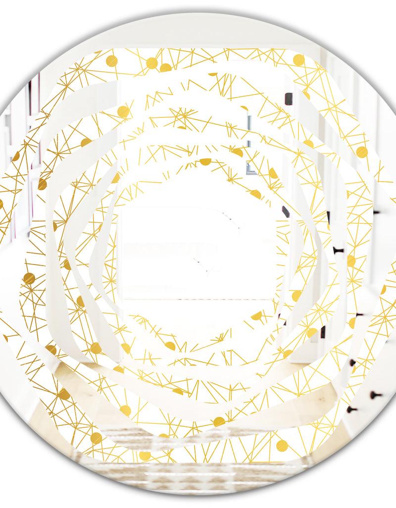 DesignQ Golden Maze II - Modern Round Or Oval Wall Mirror - Whirl