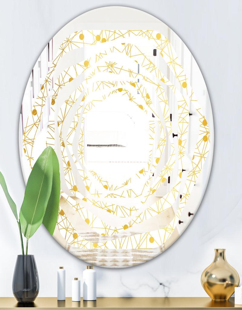 DesignQ Golden Maze II - Modern Round Or Oval Wall Mirror - Whirl