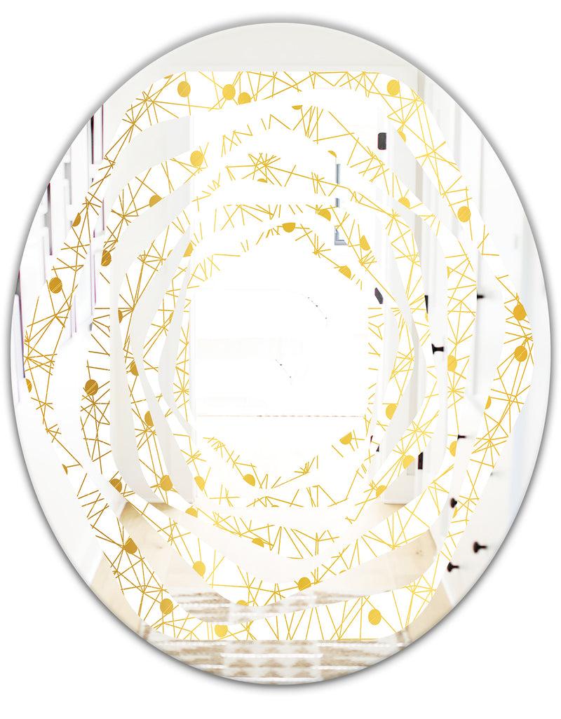 DesignQ Golden Maze II - Modern Round Or Oval Wall Mirror - Whirl