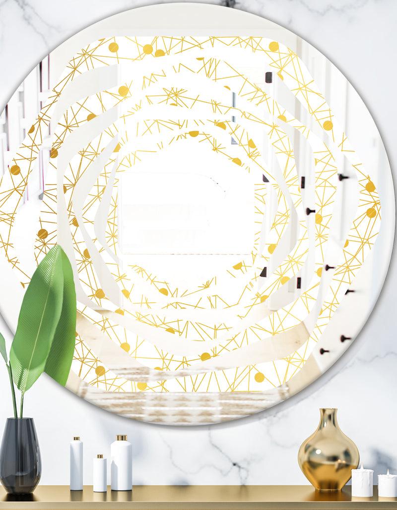 DesignQ Golden Maze II - Modern Round or Oval Wall Mirror - Whirl