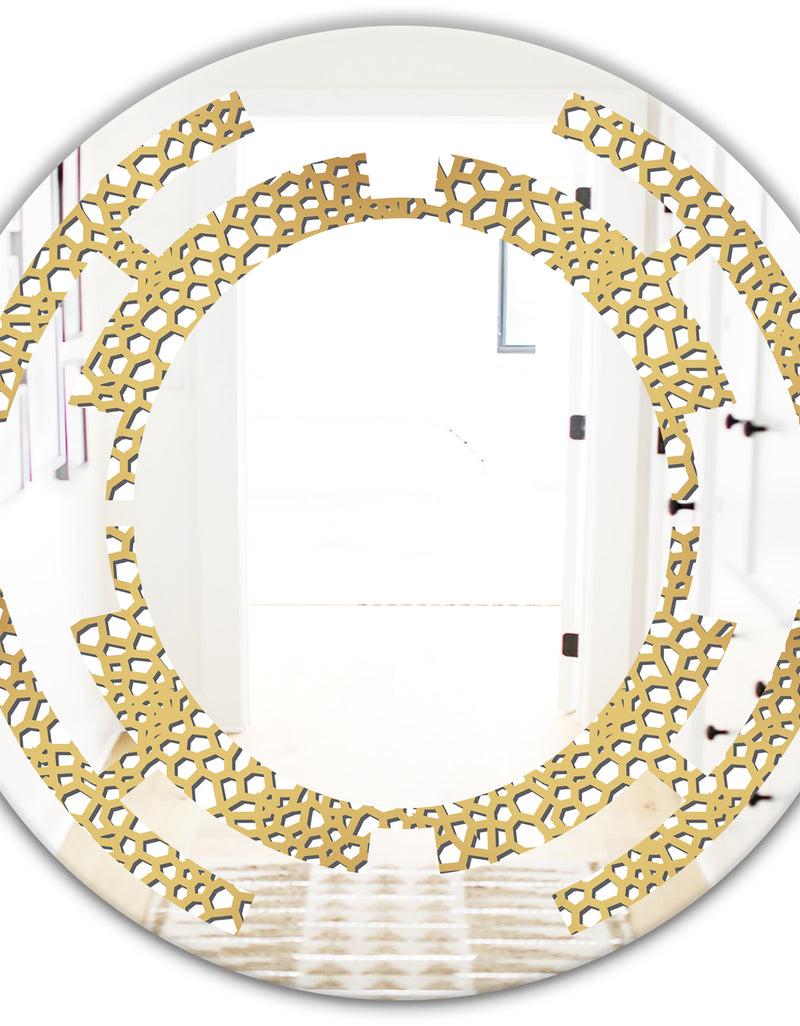 DesignQ Golden Maze - Modern Round Or Oval Wall Mirror - Space
