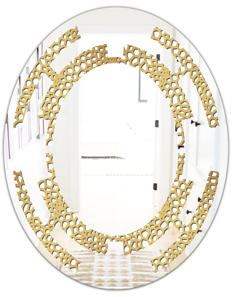 DesignQ Golden Maze - Modern Round Or Oval Wall Mirror - Space