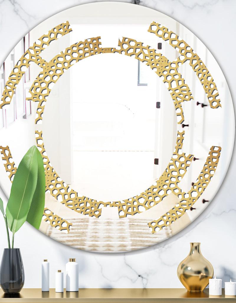 DesignQ Golden Maze - Modern Round or Oval Wall Mirror - Space