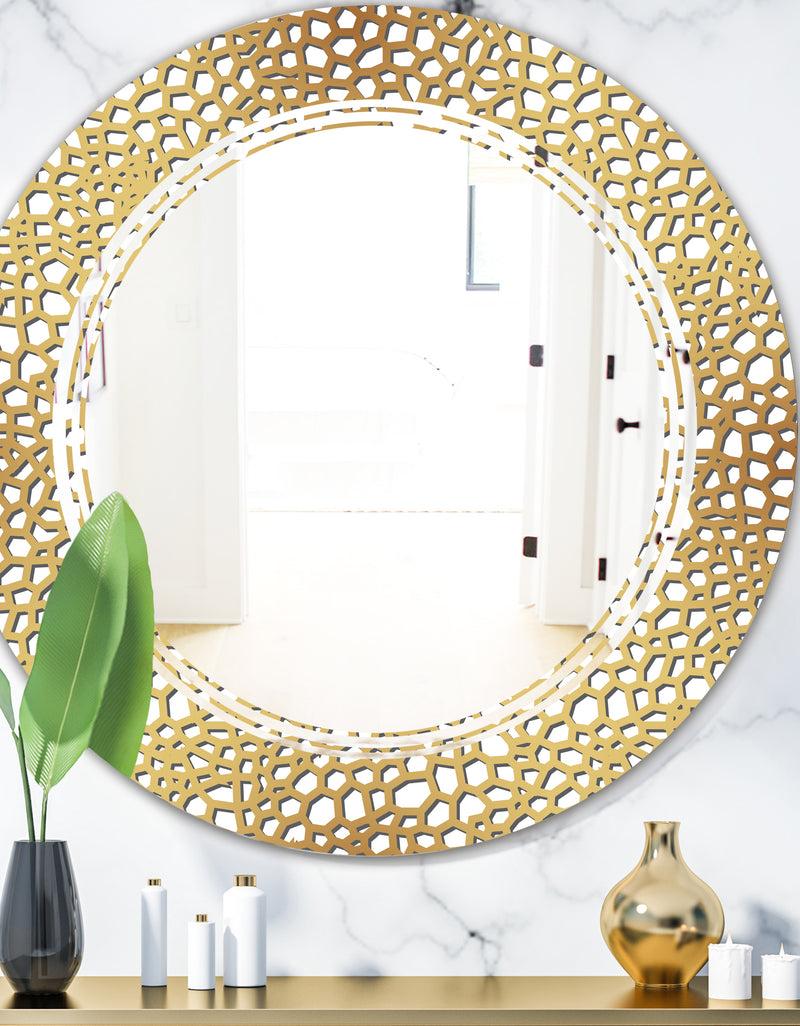 DesignQ Golden Maze - Modern Round or Oval Wall Mirror - Triple C