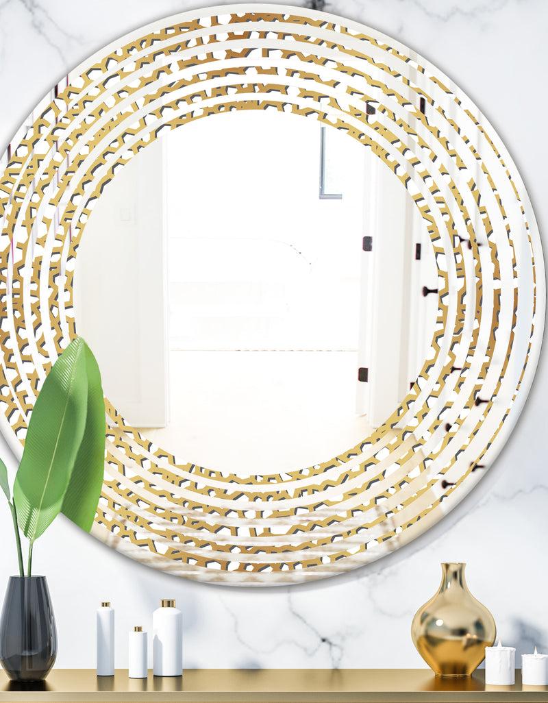 DesignQ Golden Maze - Modern Round or Oval Wall Mirror - Wave