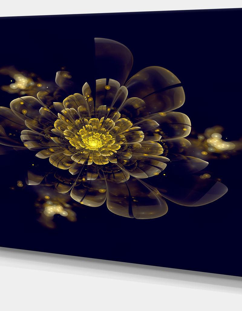 DesignQ Golden Metallic Fractal Flower - Digital Art Canvas Print