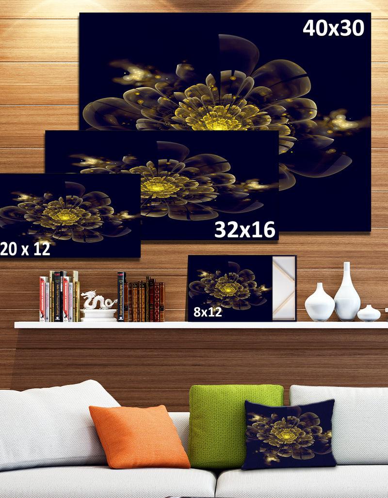 DesignQ Golden Metallic Fractal Flower - Digital Art Canvas Print