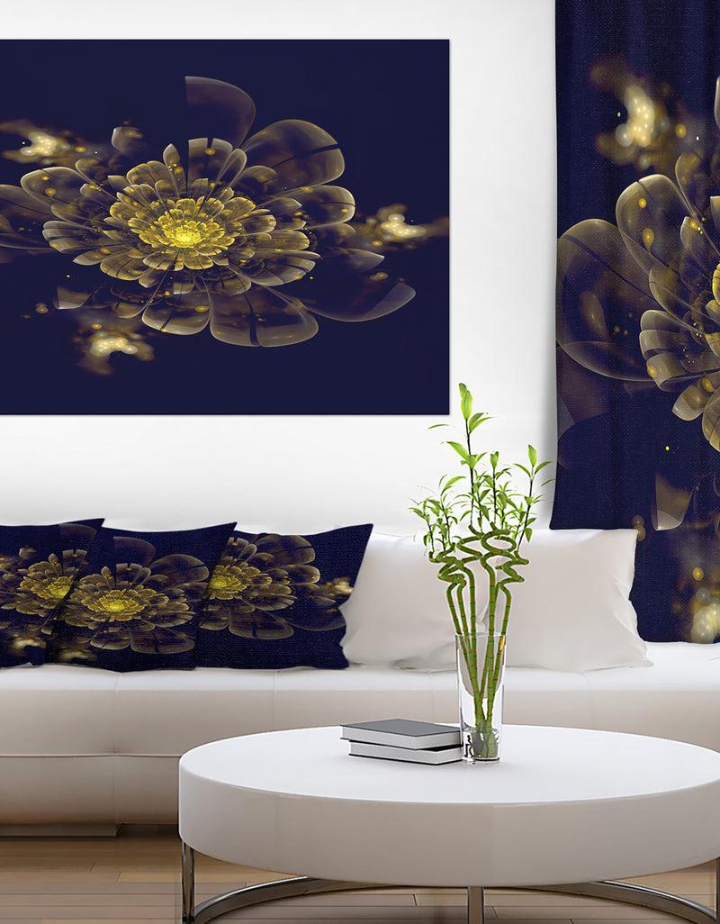DesignQ Golden Metallic Fractal Flower - Digital Art Canvas Print