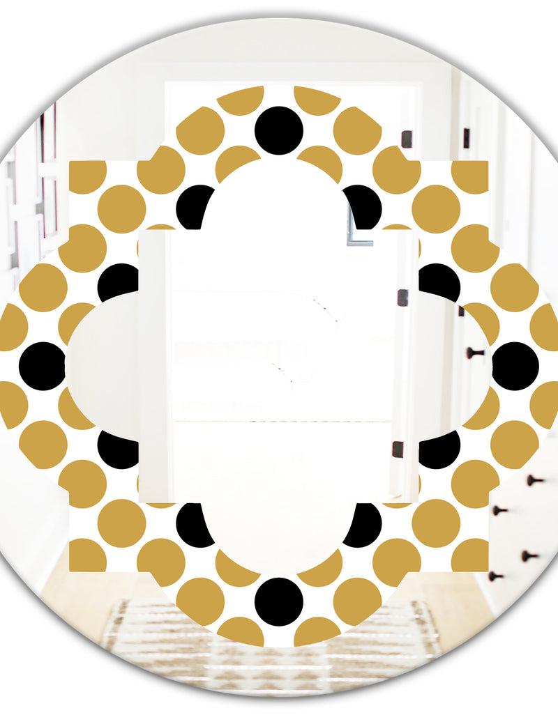 DesignQ Golden Polka Dot - Modern Round Or Oval Wall Mirror - Quatrefoil