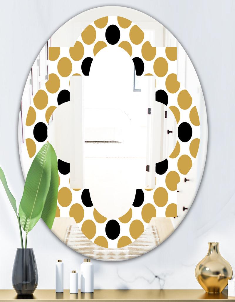 DesignQ Golden Polka Dot - Modern Round Or Oval Wall Mirror - Quatrefoil