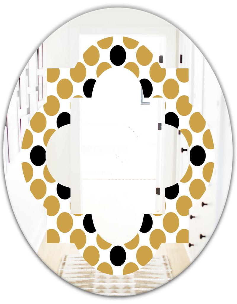 DesignQ Golden Polka Dot - Modern Round Or Oval Wall Mirror - Quatrefoil