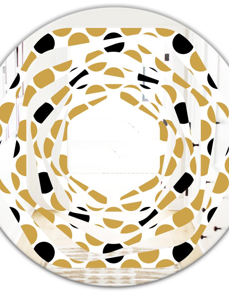 DesignQ Golden Polka Dot - Modern Round Or Oval Wall Mirror - Whirl