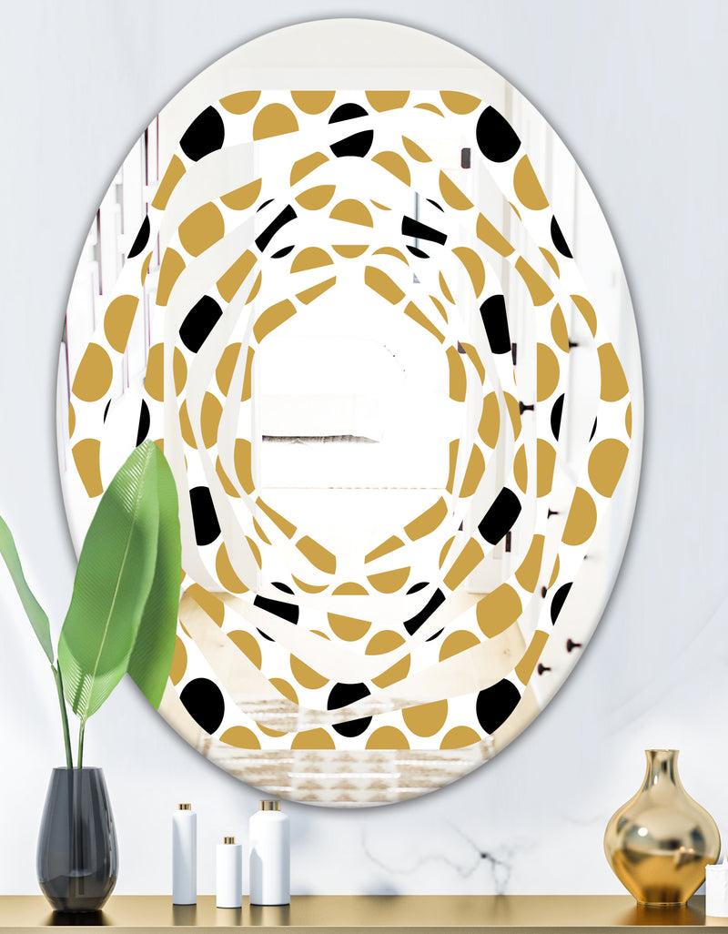 DesignQ Golden Polka Dot - Modern Round Or Oval Wall Mirror - Whirl