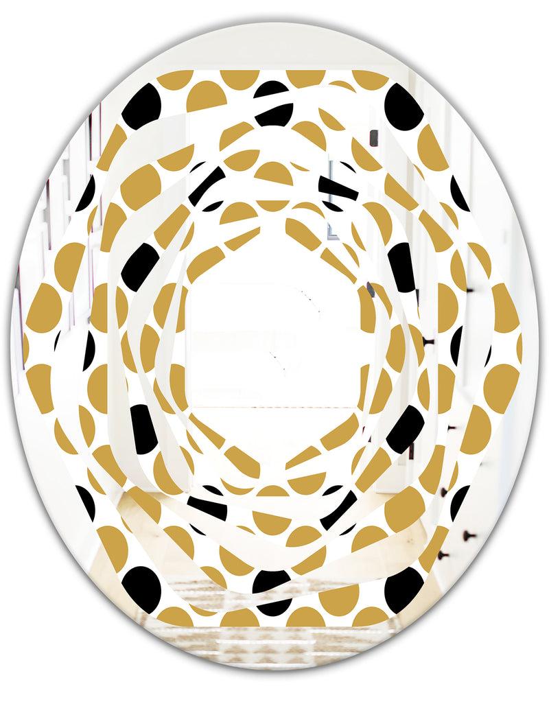DesignQ Golden Polka Dot - Modern Round Or Oval Wall Mirror - Whirl